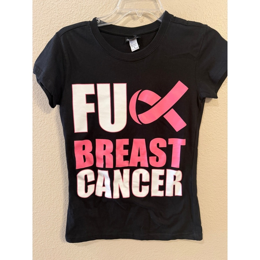 Popular Sports Breast Cancer Awareness Tee Shirt Women's Size M Black Pink